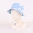 thumbnail image 6 of SGFCWSX Kids Bucket Hat Wide Brim UV Protection Print Chin Strap Breathable Mesh Summer Outdoor Beach Sun Hats for Boys Girls Blue Size 1-2 Years, 6 of 6