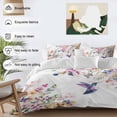 thumbnail image 3 of Queen 4 Piece Bedding Set Blossom Floral Hummingbird Soft Breathable Duvet Cover and Pillowcase, Butterfly Blossom Flower Plant Duvet Cover Set Bed Sheets for Bedroom Dormitory Guest Room, 3 of 9