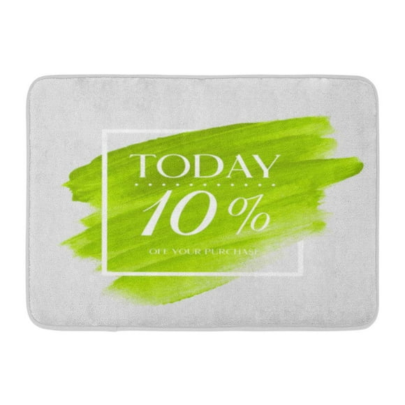 YUSDECOR Green Bio Sale Today 10 Off Sign Over Brush Acrylic Stroke Paint Abstract Perfect Watercolor Design White Rug Doormat Bath Mat 23.6x15.7 inch