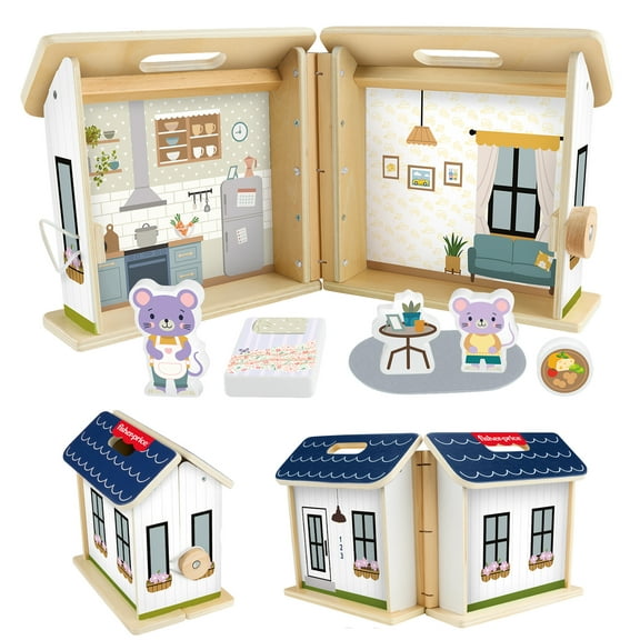 Fisher-Price Preschool Toy Wooden on-the-Go Play House Dollhouse for Children Ages 3  Years