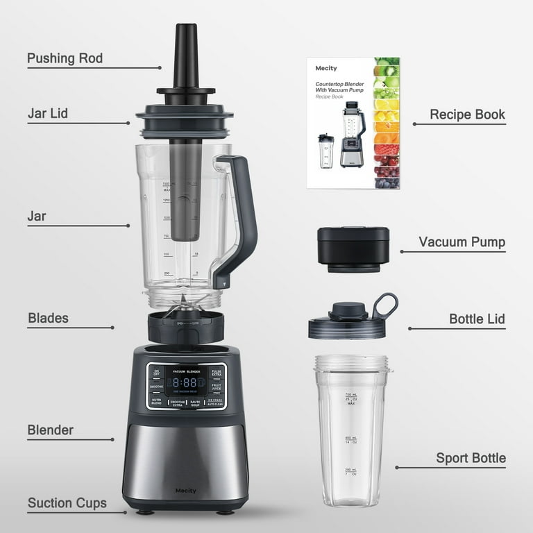 Professional Use Black Heavy-Duty 2 L Blender Manual Rotary Electric  Blenders Countertop Soup Smoothie Shake Mixer Fruit Juicer 6 Stainless  Steel