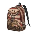 thumbnail image 1 of Disketp Patriotic Deer Soldier Salute print Canvas Backpack Lightweight Travel Daypack Student Rucksack Laptop Backpack-Medium, 1 of 5