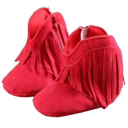 

Fymall Infant Toddler Tassel Boots Baby Boy Girl Soft Soled Winter Shoes