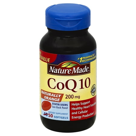 Nature Made CoQ10 200 mg Softgels, Naturally Orange, 50 Count for Heart Function and Cellular Energy