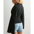 thumbnail image 4 of CORIRESHA Women's Y2K Fashion Solid Color Crew Neck Straight Shoulder Wide Sleeve Waist Short Sexy Long Sleeve Top, 4 of 4