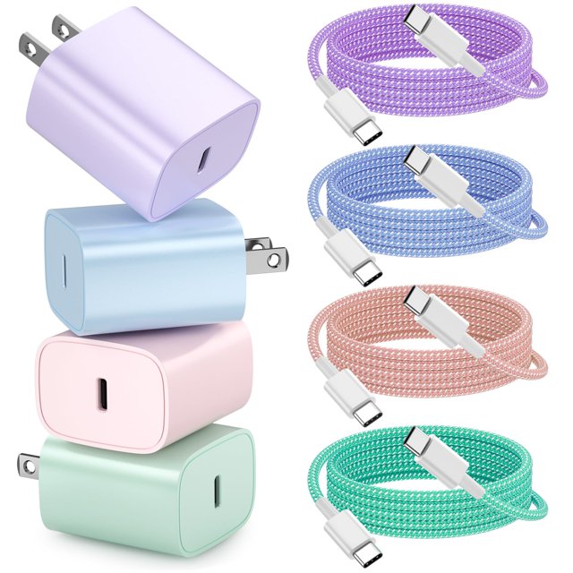 Cargador Aorle para iPhone 16/15, carga rápida de 20 W, USB-C, paquete de 4