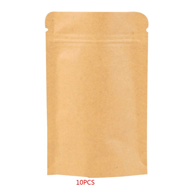 10pcs Resealable Zip Lock Solid Color Kraft Paper Foil Bag Stand Up Heat Seal Food Grade Pouch