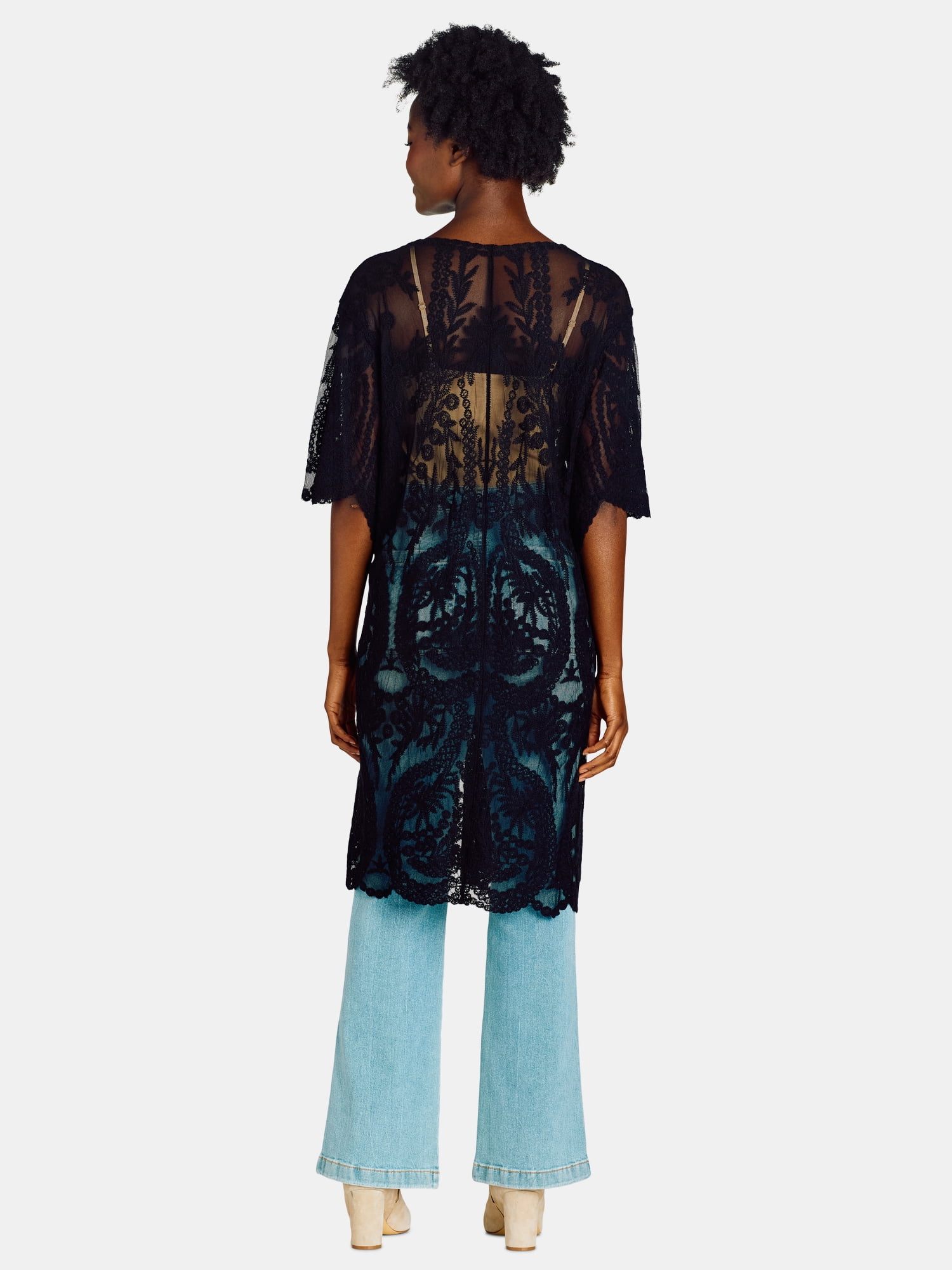 Time and Tru Women’s Open Front Lace Coverup, Sizes S-XXL