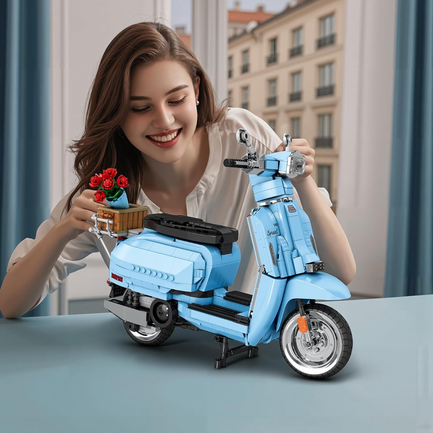 V200 Motorcycle Building Toy for Adults, Motorbike Building Set for Adults, Collectible Cool Sidecar Motorcycle Model Kit with Stand, Room Decor (1,169 PCS)