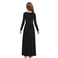 thumbnail image 2 of Zaldita Kids Girls Praise Dance Dress Long Sleeve Liturgical Lyrical Robe Worship Church Maxi Swing Skirt Dancewear Black 14, 2 of 7