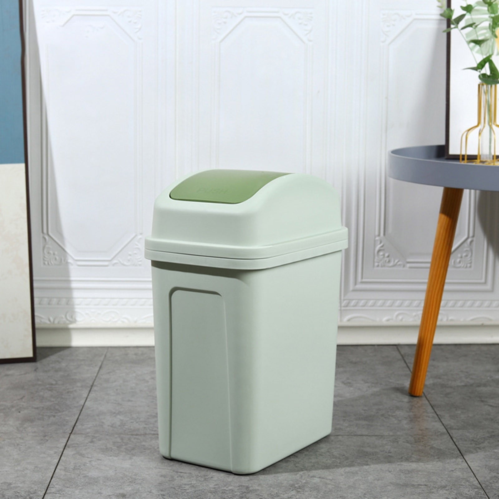 Kitchen Can with Swing Top Lid, 5.6 Gallon Slim Waste Bin Sturdy Garbage Can Medium Recycling Bin for Office, Bathroom, Under Counter, Dorm, Bedroom (Green)