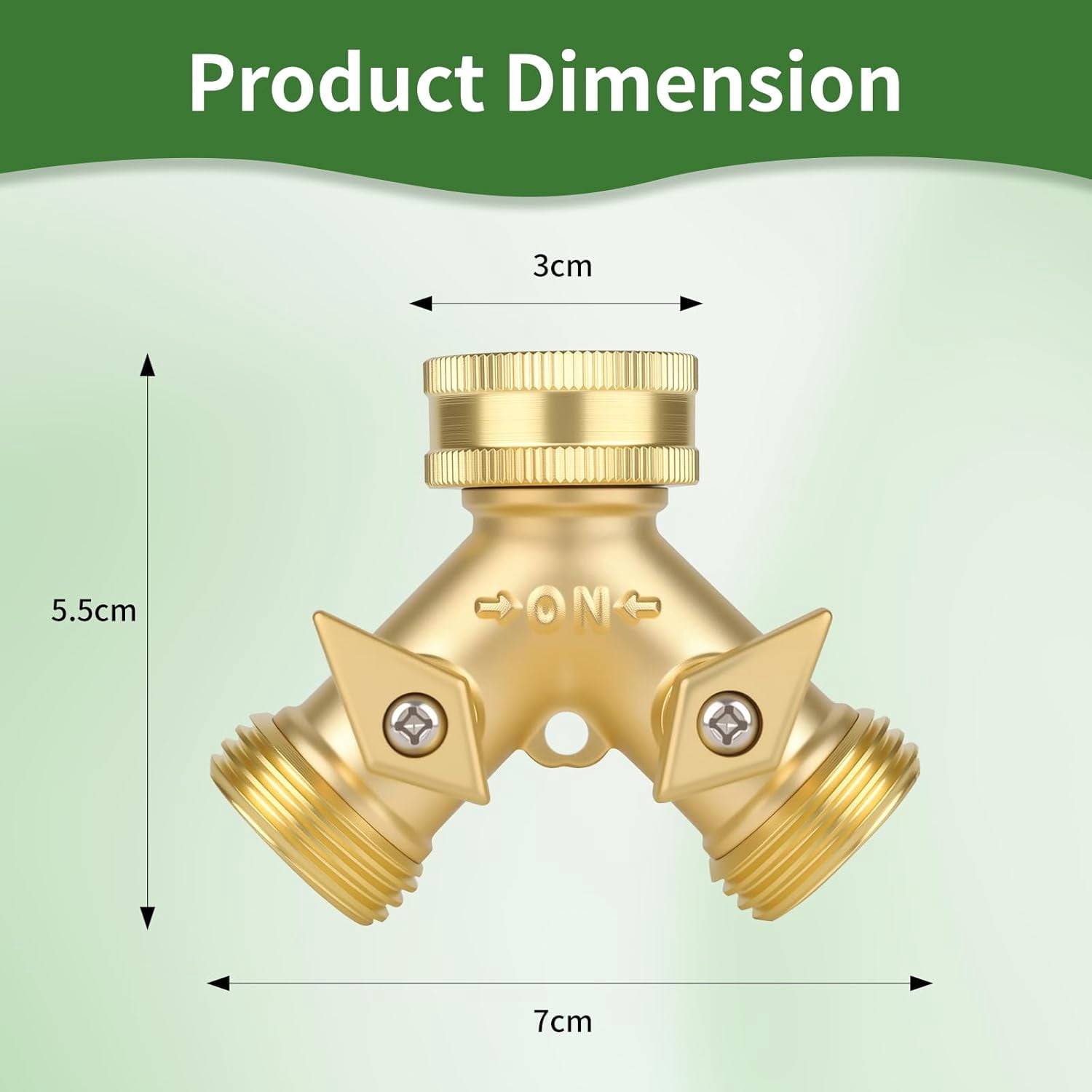 MKEUDQ-Brass Hose Splitter Y Connector Durable Brass Water Pipe Splitter with Shutoff Valve Adjustable Flow Rubber Gasket Leak Proof 3/4 Inch Garden Hose Attachment (1)