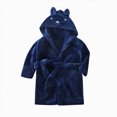 thumbnail image 4 of NOLDARES Boys Girls Fleece Robe Hooded Toddler Soft Bathrobe Pajamas Sleepwear for Kids Girls,Navy,3-4 Y, 4 of 9