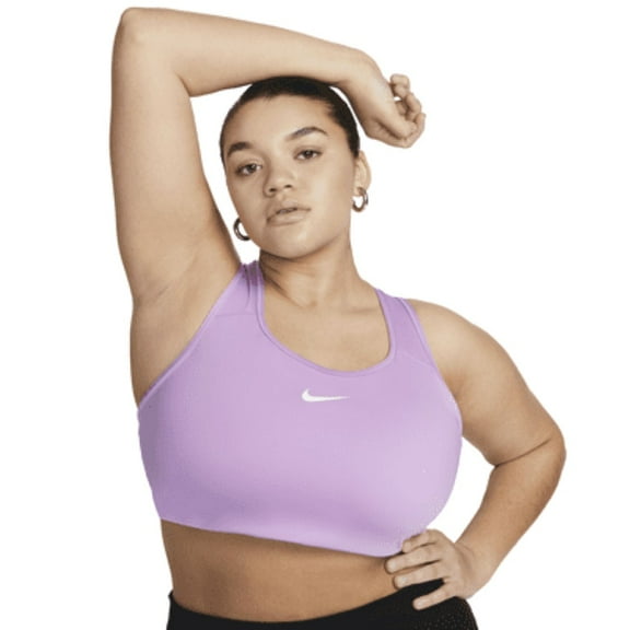 Nike Swoosh Women's Medium-Support Padded Sports Bra Plus Size Rush Fuchsia/White 1X DH3384-532