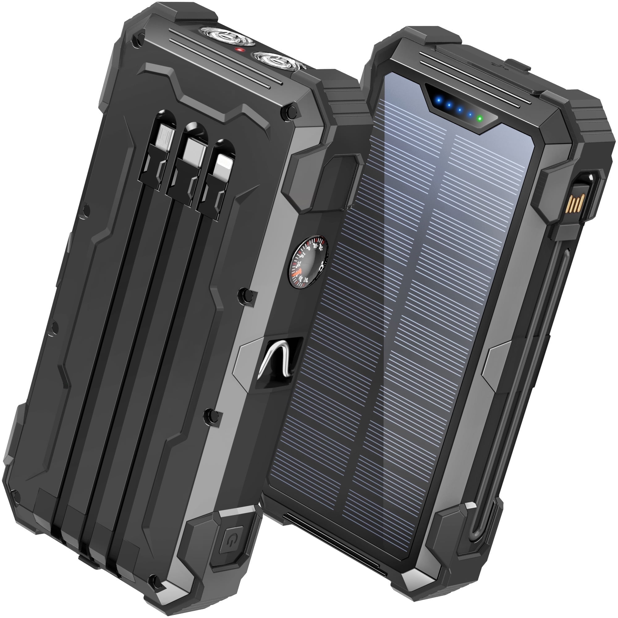 JIUMESS 42800mAh Solar Power Bank 15W Fast Charging with Cables, Solar Charger Compatible for iPhone/Android Phone