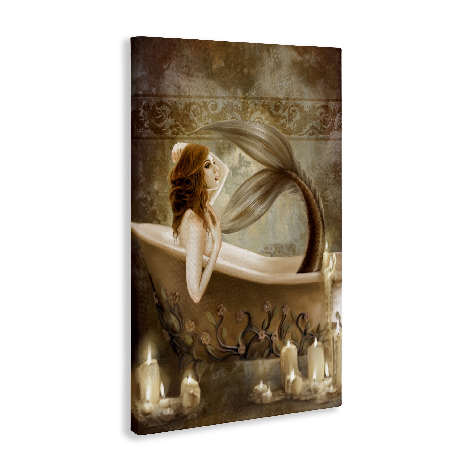 Stupell Industries Sepia Bath Time Mermaid Canvas Wall Art, design by Selina Fenech