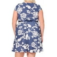 thumbnail image 3 of Women's Plus Size Floral Flared A Line Swing Dresses Short Sleeve with Belted, 3 of 5