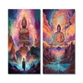 thumbnail image 2 of Designart "Psychedelic Buddha Amidst Mountain Serenity VI" Buddhism Wall Art Set Of 2 - Traditional Pink Gallery Set For Office Decor, 2 of 6
