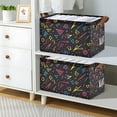 thumbnail image 2 of Yayeee Foldable Storage Basket for Shelves with Handles Set of 2 Waterproof Cloth Bins, Black Neon Lightning, 2 of 7