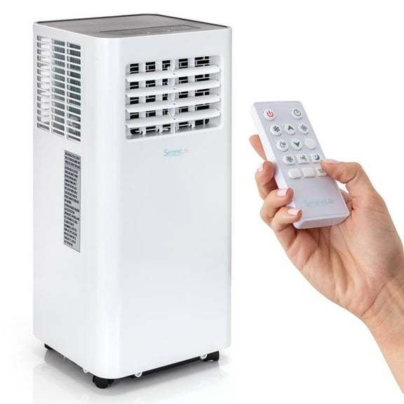 SereneLife Portable Air Conditioner - Compact Home A/C Cooling Unit W/ Built-in Dehumidifier, White