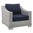thumbnail image 3 of Modway Conway 2-Piece Fabric/Rattan Patio Armchair & Ottoman Set in Gray/Navy, 3 of 10