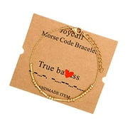 JoycuFF Morse Code Bracelets for Women Birthday Christmas Gifts,Gold Bracelets for Women, Inspirational Motivational Secret Message Handmade Jewelry