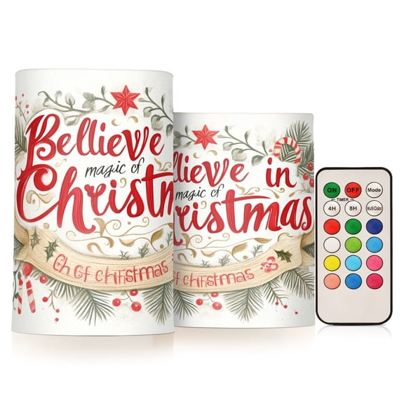 BZSMCE Flameless Candles LED Lights Merry Christmas Elegant Wreath Creativity Battery Candles