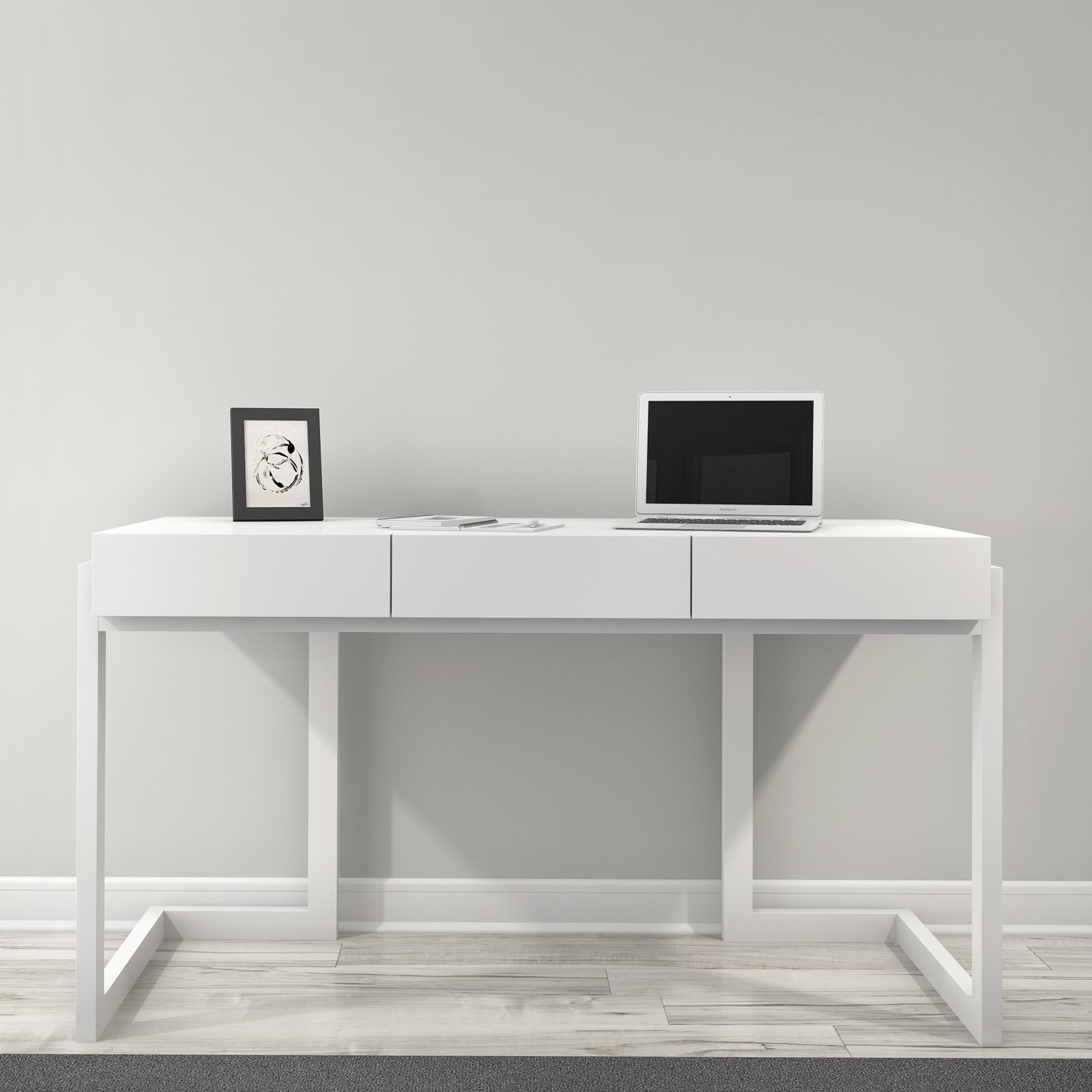 Furnitech 56 Inch Contemporary Writing Desk In A Textured Matte
