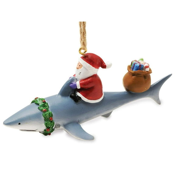 Cape Shore Santa Riding Shark Ornament