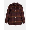 thumbnail image 6 of Terra & Sky Women's Plus Longline Brushed Plaid Shacket, Midweight, Sizes 0X-5X, 6 of 6