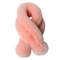 thumbnail image 2 of dianhelloya Thickened Wide Plush Ball Noble Thermal Scarf Female Autumn Winter Solid Faux Fur Scarf Wrap Dark Pink, 2 of 7