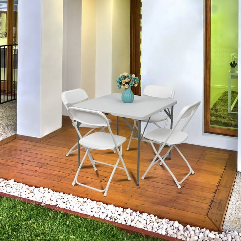Miekor 10 Pack White Plastic Folding Chair Indoor Outdoor Portable Stackable Commercial Seat with Steel Frame 260lb. Capacity for Events Office