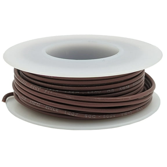 25 Feet Brown 22 Gauge Solid Hook-Up Wire, Tinned Copper, PVC Insulation (Shade May Vary)