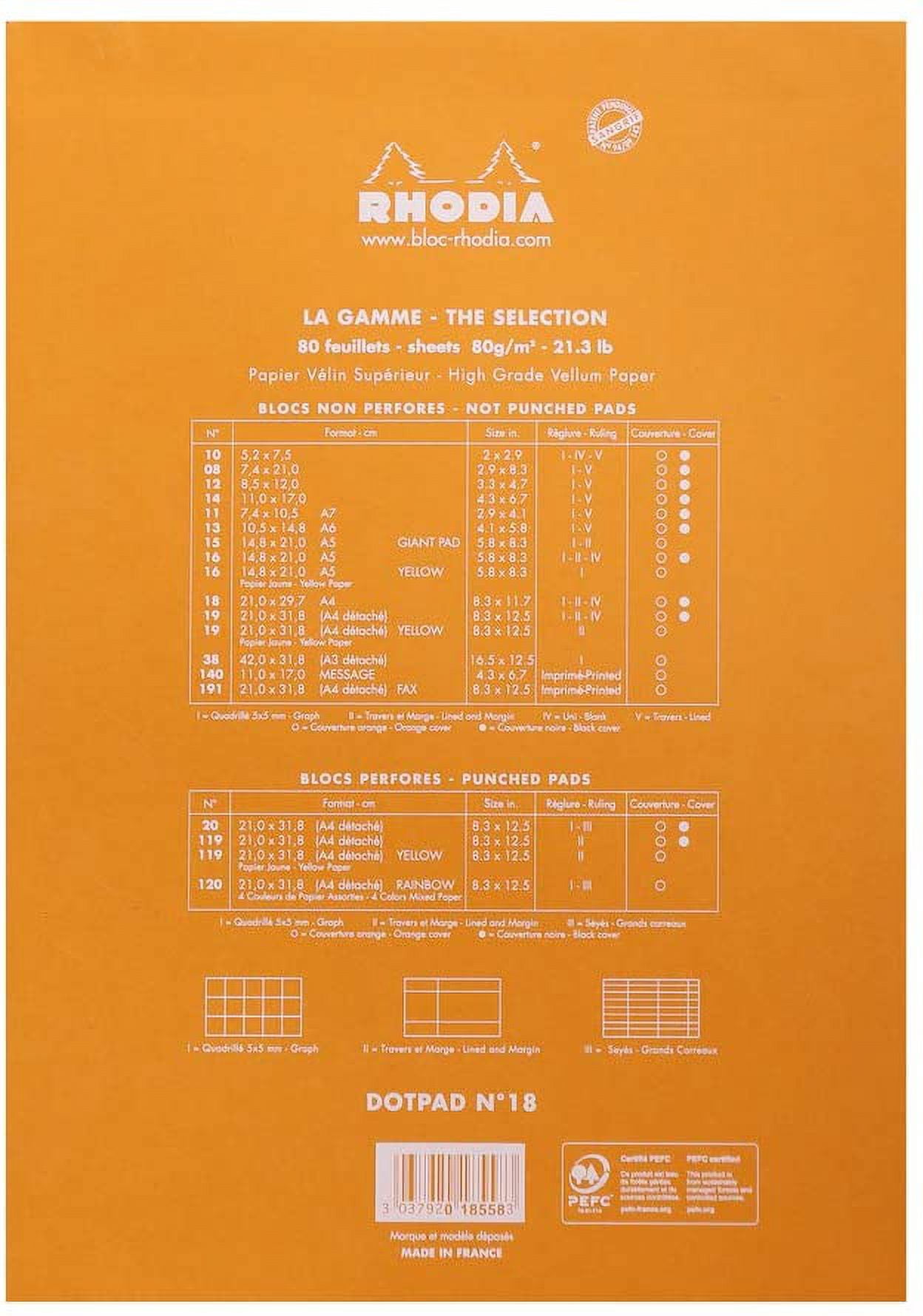 Rhodia Staplebound Notepad - Dot Grid 80 sheets - 8 1/4 x 11 3/4 - Orange Cover