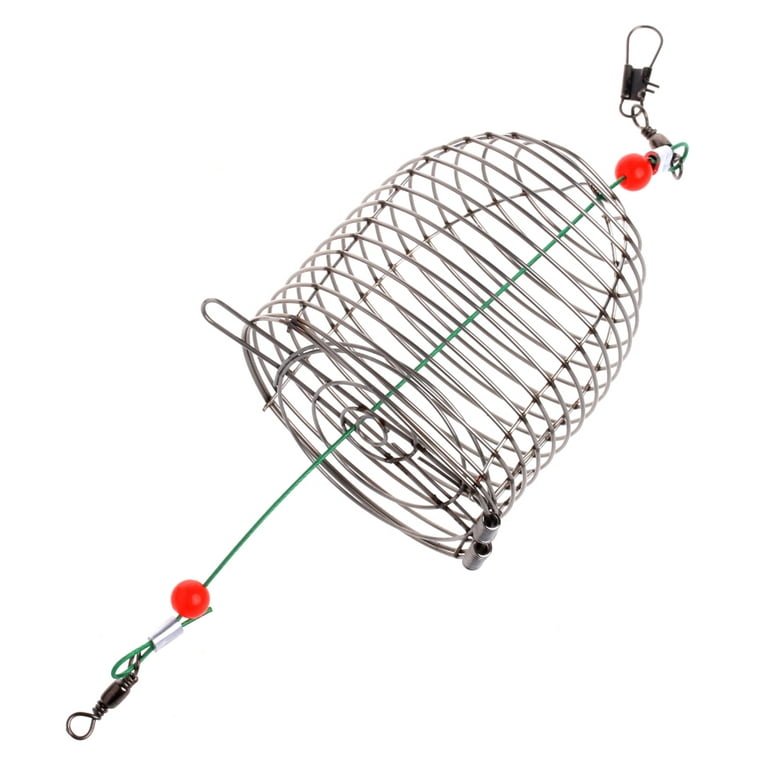 TINYSOME Stainless Steel Wire Fishing Trap Bait Cage Basket Feeder Holder  Tackle Tool