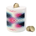 thumbnail image 3 of Abstract Piggy Bank, Fractal Lines with Diagonal Geometric Angled Repeating Pattern Display, Ceramic Coin Bank Money Box for Cash Saving, 3.6" X 3.2", Multicolor, by Ambesonne, 3 of 4