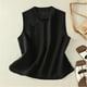 thumbnail image 2 of Vestidos Casuales Para Mujer, Blusas De Mujer De Moda Camiseta sin mangas con cuello alto y botones de lino sintético para mujer, color liso, 2 of 8