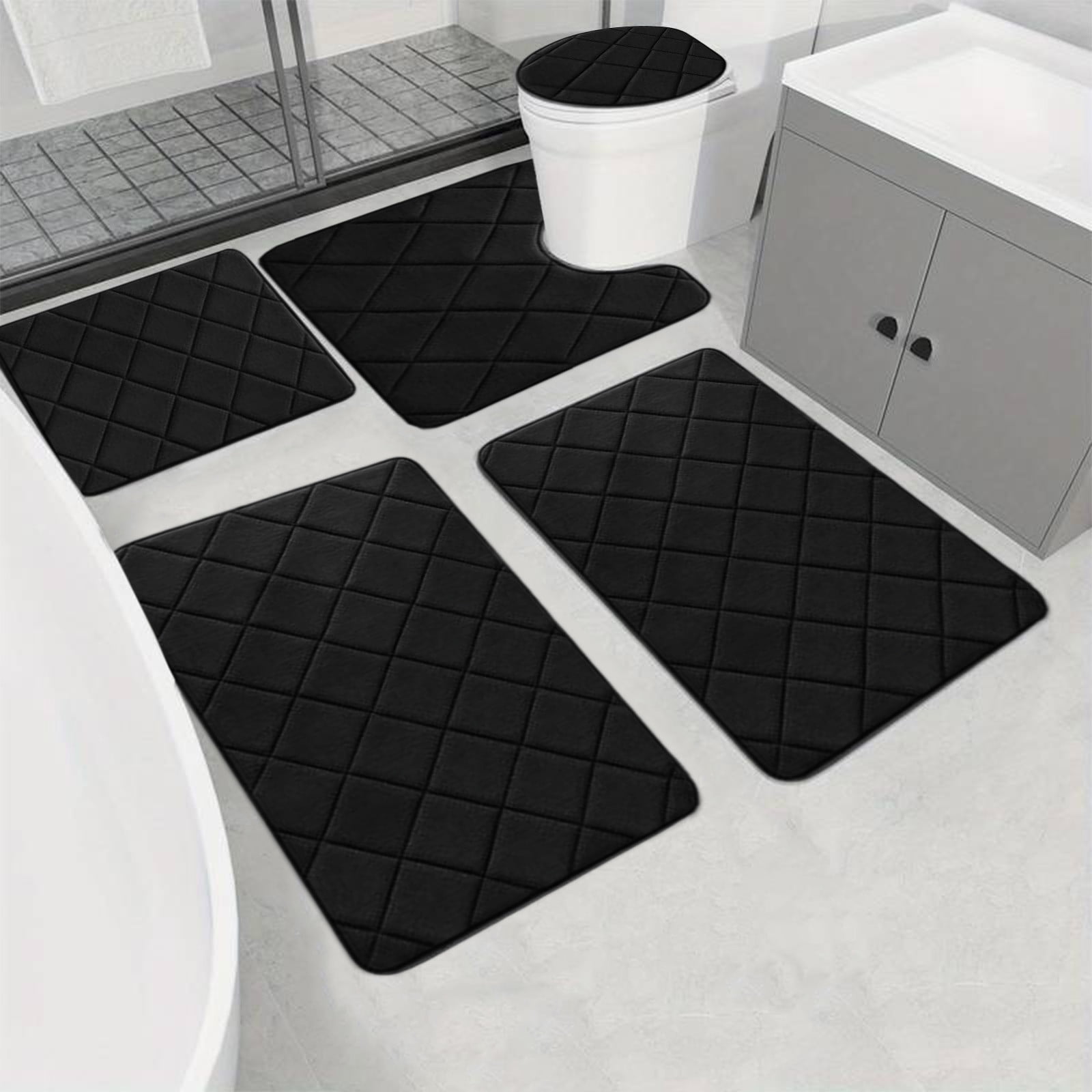 5-Piece Foam Bath Mat Set, Soft Water Absorbent Non-Slip Bathroom Rugs for Shower Toilet Bath, Thick Comfortable Floor Mats for Home Spa Relaxation, Washable Quick Drying for Bathroom or Guest Room