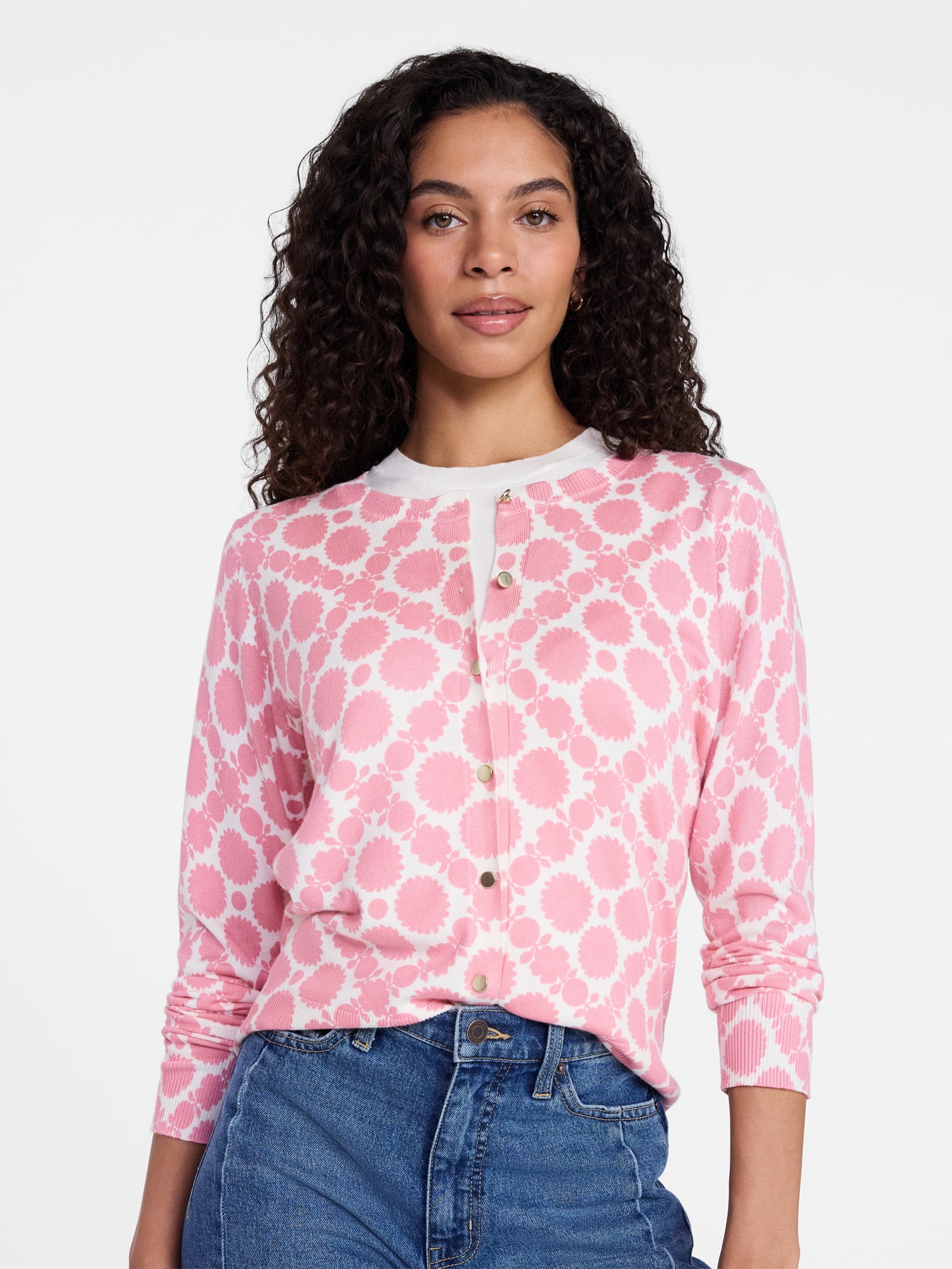 Time and Tru Women's Fine Gauge Cardigan Sweater with Long Sleeves, Lightweight, Sizes XS-XXXL