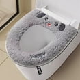 thumbnail image 5 of SHENGXINY Toilet Seat Cover Pads Stretchable Washable, Lovely Foam Warm Washable Non-Slip Universal Toilet Pad Gray 16.5x16.5in, 5 of 6