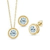 Gem Stone King 3.00 Ct Sky Blue Topaz 18K Yellow Gold Plated Silver Pendant Earrings Set With Chain