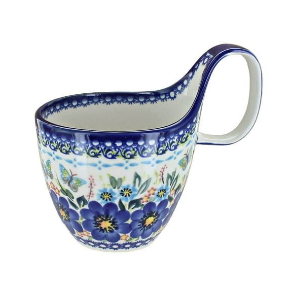 Blue Rose Polish Pottery Garden of Blue Soup Mug