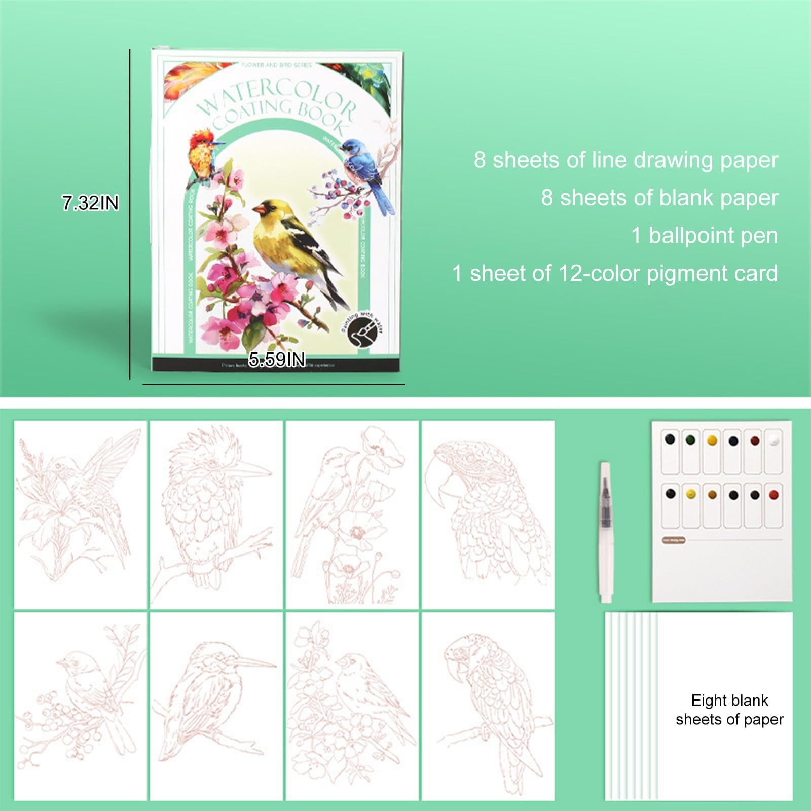 3 Set of 2026 Breathly Stress Relief Kit Watercolor Painting Book Watercolor for Adults Arts and Crafts Stress-Relieving DIY Foldable Paint Book Art Kit 5ml