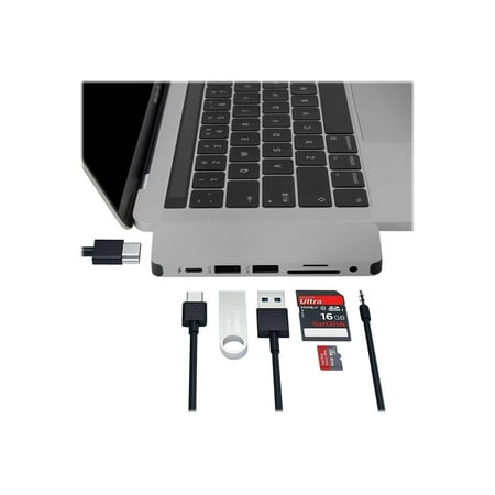 Hyper - 7-Port Universal USB-C Hub - USB-C Docking Station for Laptops - Silver