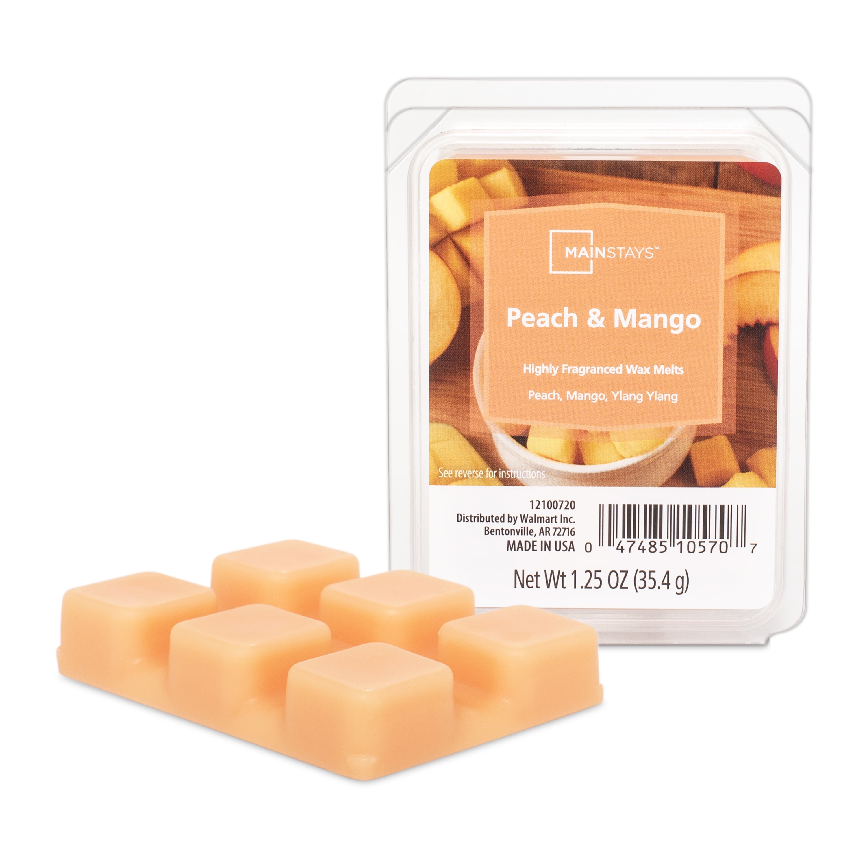 (3 pack) Mainstays Peach Mango Scented 6 Cube Wax Melt, 1.25 oz.