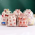 thumbnail image 3 of Bolsa de regalo de arpillera para Navidad, embalaje de joyería, galletas, dulces, bolsas de envoltura con cordón, decoración de fiesta de boda, 10x14cm, 1 unidad, 3 of 4