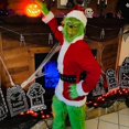 thumbnail image 1 of Disfraz navideño de Grinch para adultos, disfraz de Papá Noel para niños, conjunto de disfraces para hombres y mujeres de 7 piezas que incluye máscara-x, 1 of 1