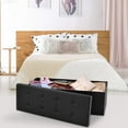 thumbnail image 6 of Safeplus Folding Storage Ottoman Bench, 45" Large Ottoman Space-Saving Bench,Faux Leather Storage Chest with Memory Foam,Footrest Padded Stool Seat for Bedroom Toy Chest, Black,Leather, 6 of 15
