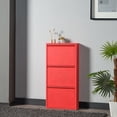 thumbnail image 4 of Flip Drawer Shoe Cabinet, Storage Organizer, Freestanding Shoe Rack, Wall Mounted No-Assembly (Red, 3 Drawer), 4 of 8