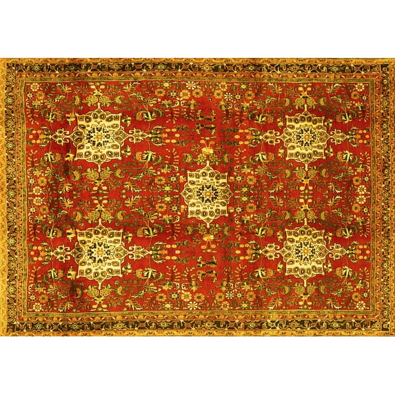 Ahgly Company Indoor Rectangle Persian Yellow Traditional Area Rugs, 2' x 4'
